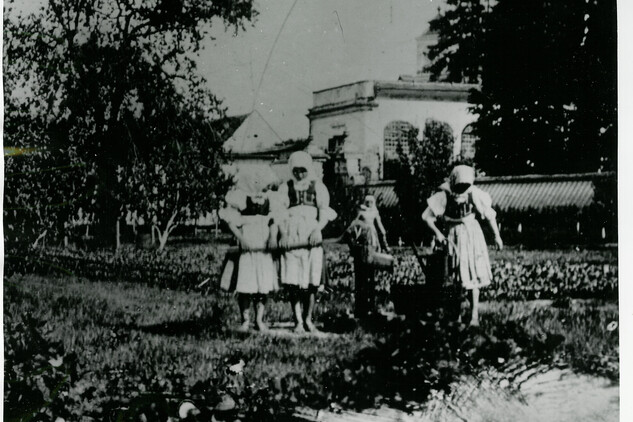 Pomocnice v zásobní zahradě, konec 19. století.